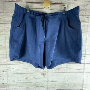 Lands End Women’s Sz 24W  Swim Shorts Navy Blue Drawstring Elastic Waist Modest